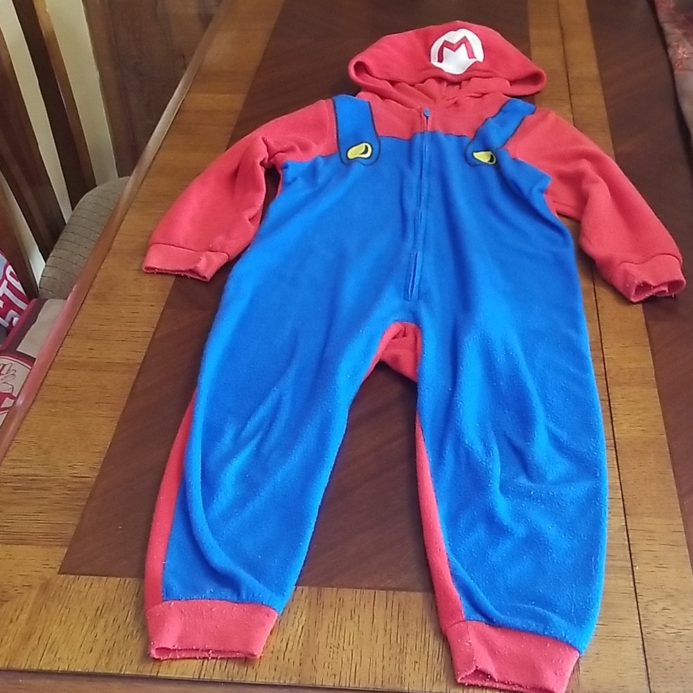 Nintendo Super Mario Red And Blue One Piece With Hood - Size XS (4-5)